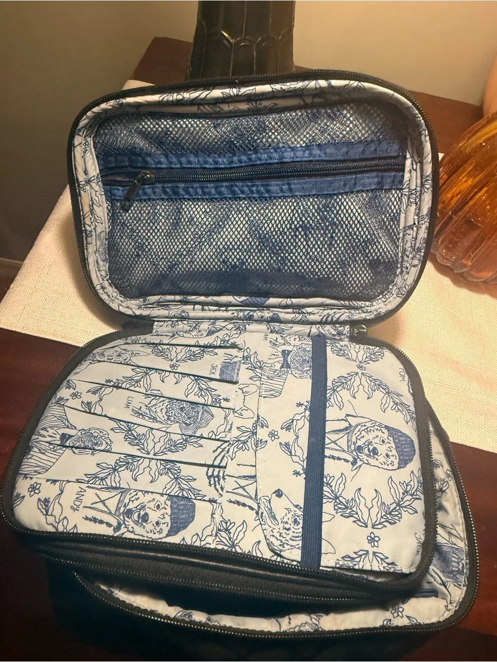 Oliver Thomas Quilted Black Cosmetic Case with Top Handle